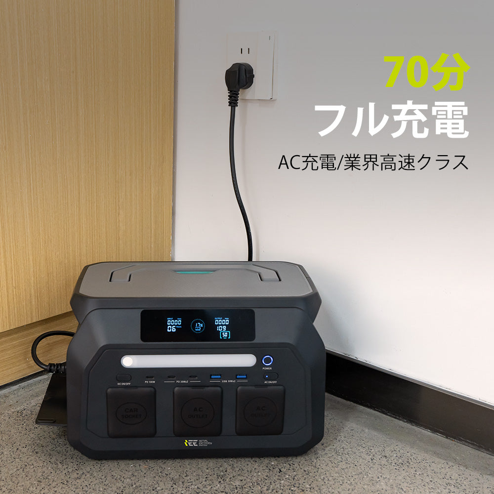 ポータブル電源 70分フル充電
AC充電/業界高速クラス